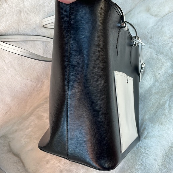 Slightly used, auth  RALPH LAUREN color blocking 100% Cow Leather Tote Bag - Picture 6 of 14